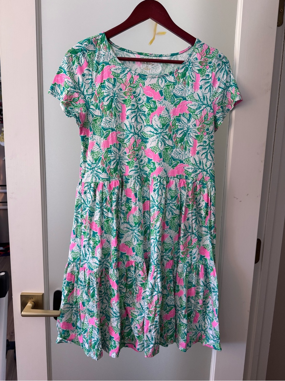 Lilly Pulitzer Girls' Pink & Green Floral Tiered Dress